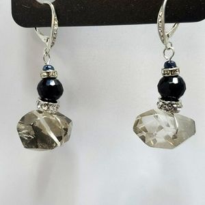 Ali khan glass black beaded crystal earrings with gift box